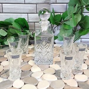 Godinger Dublin collection crystal spirits decanter with shot glasses